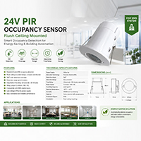 24V DC PIR Occupancy Sensor Flush Ceiling Mounted Motion Detector for BMS System (PS-SS92)
